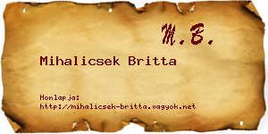 Mihalicsek Britta névjegykártya